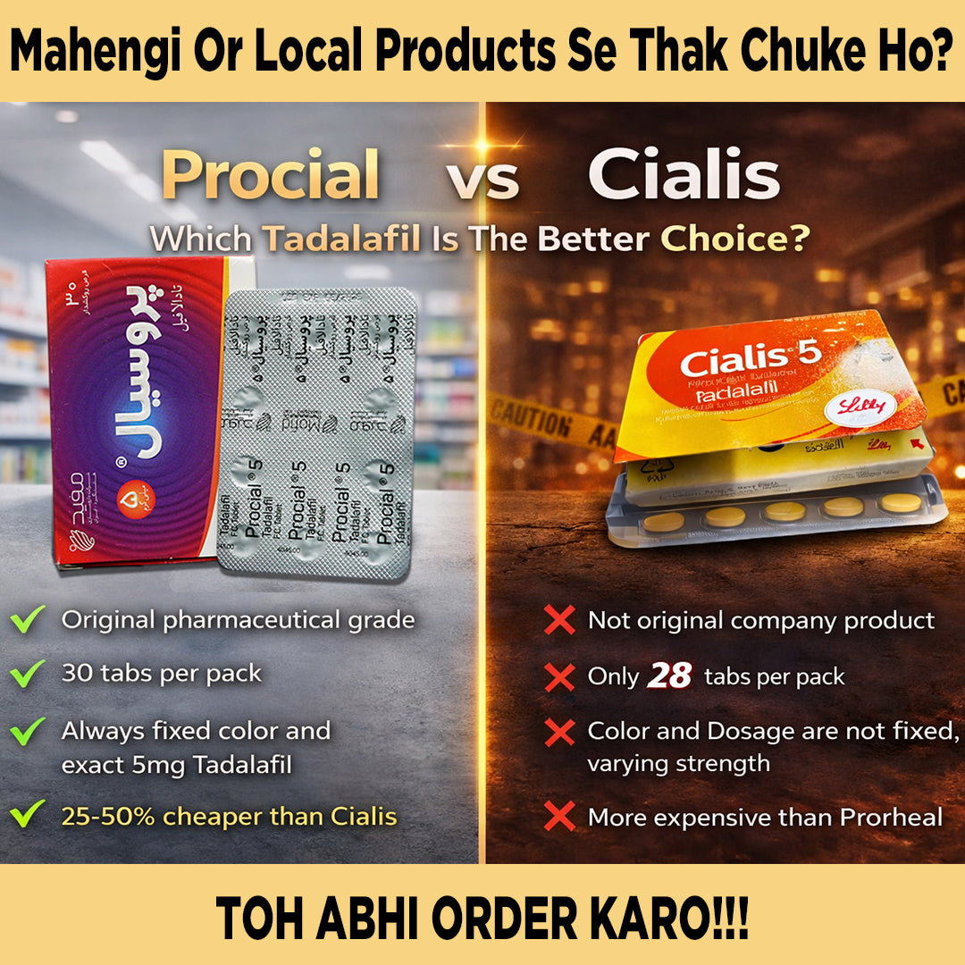 Procial 5mg Tadalafil Tabs - Original Cialis 5mg Alternative | 30 Tablets Pack.